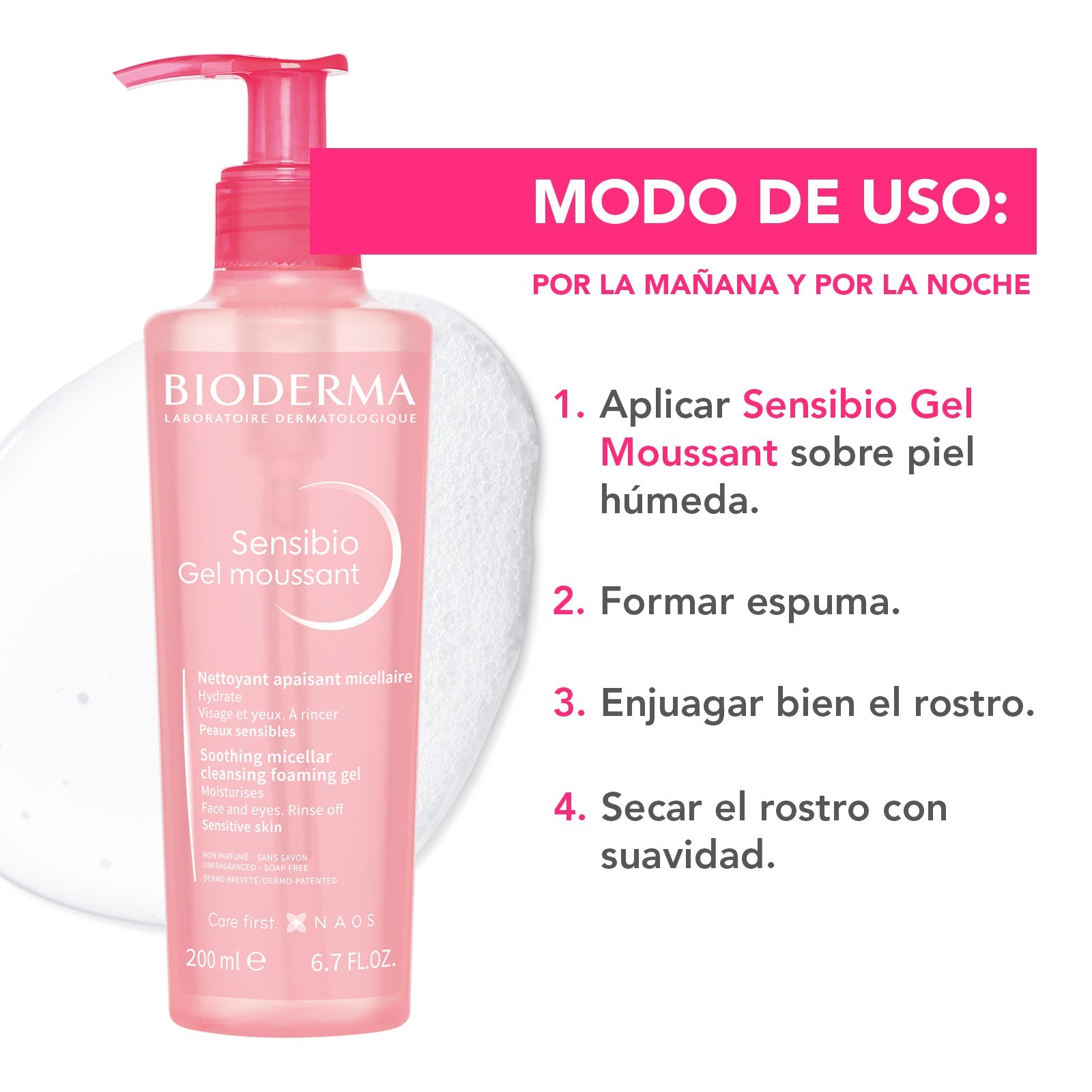 Bioderma Bioderma Sensibio Gel Moussant gel micelar limpiador 200 ml – vista 3
